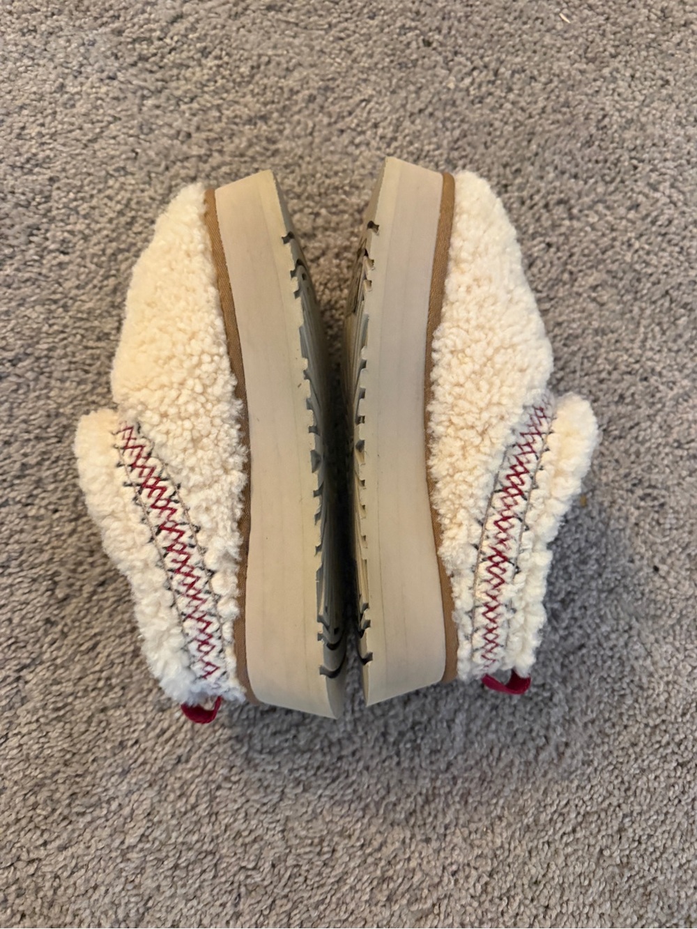 UGG Tazz Braid Natural Sherpa Ivory Fur Platform Clogs - Picture 6 of 14